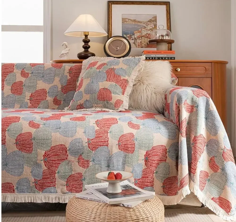 Pumpkin Fall Jacquard Sofa Protector 91” x 150”